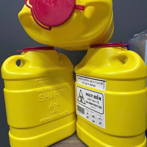 Bình nhựa huỷ kim tiêm, vật sắc nhọn dùng trong nha khoa 6.8L